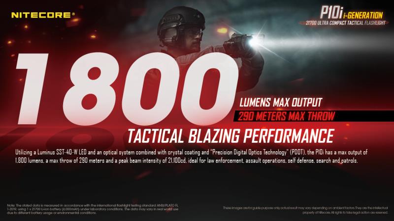 ΦΑΚΟΣ ΕΠΙΧΕΙΡΗΣΙΑΚΟΣ LED NITECORE PRECISE P10i, Tactical, Strobe Ready 1800lm
