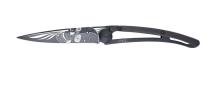 DEEJO BLACK 37G POCKET KNIFE GRANADILLA WOOD LATINO SKULL