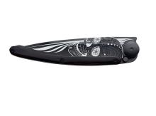 DEEJO BLACK 37G POCKET KNIFE GRANADILLA WOOD LATINO SKULL