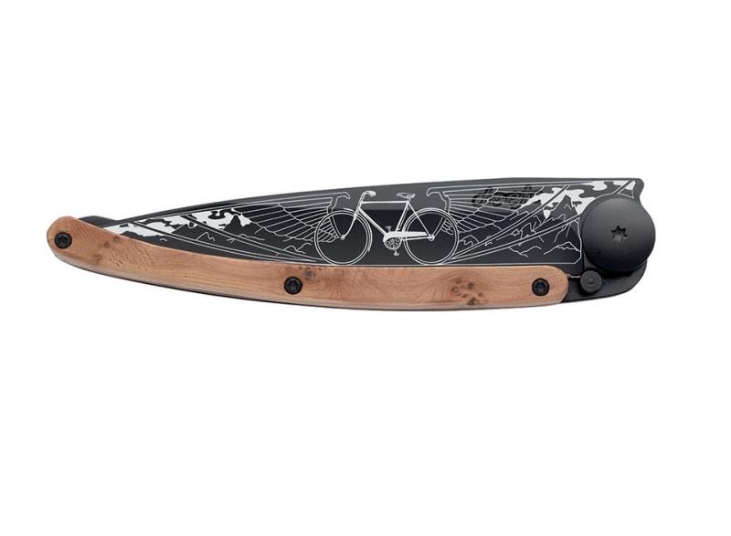 DEEJO BLACK 37G POCKET KNIFE JUNIPER WOOD BICYCLE