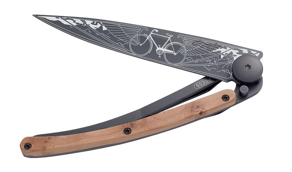 DEEJO BLACK 37G POCKET KNIFE JUNIPER WOOD BICYCLE